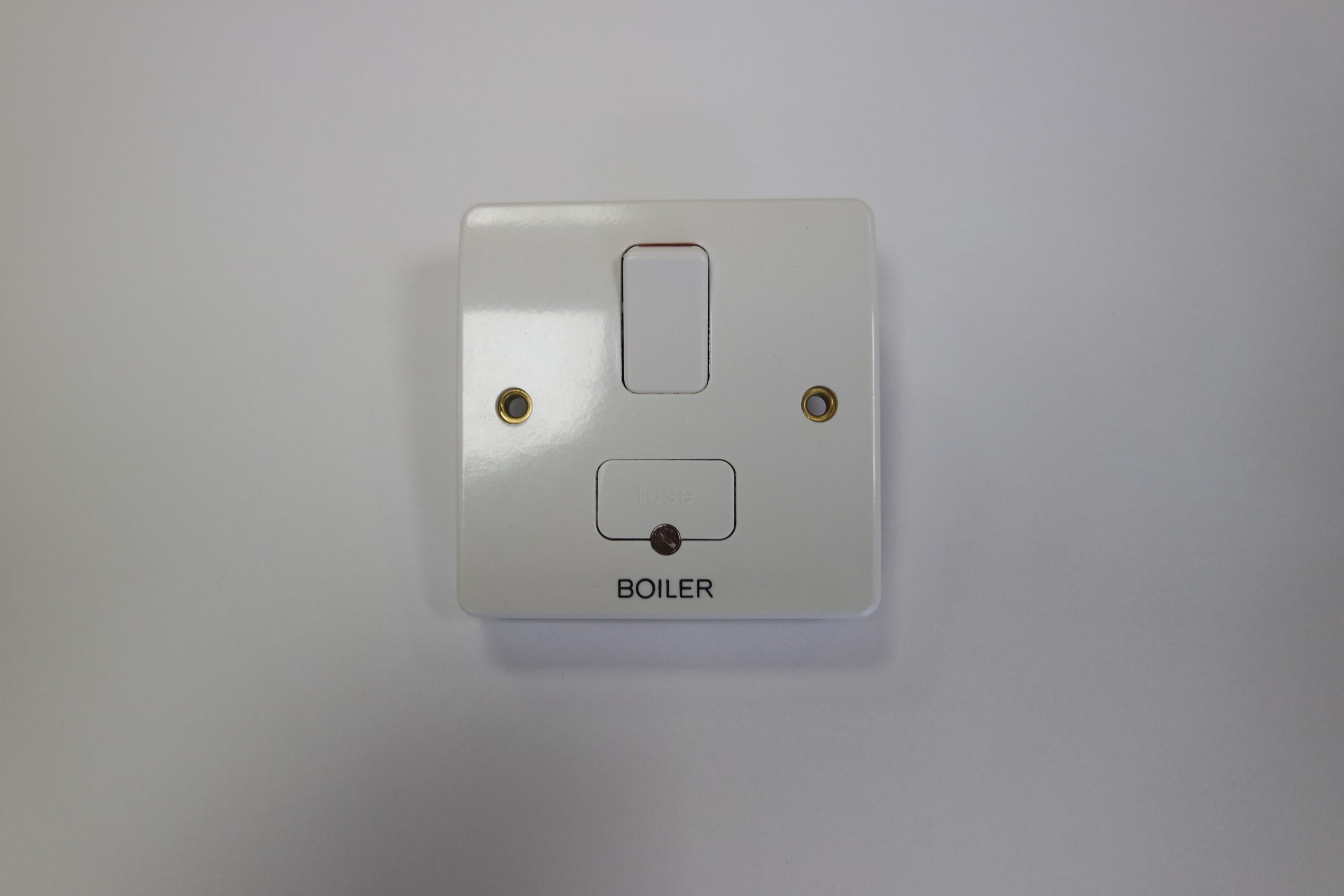 5 Pack - MK K330WHI Fused Spur - Engraved 'Boiler'