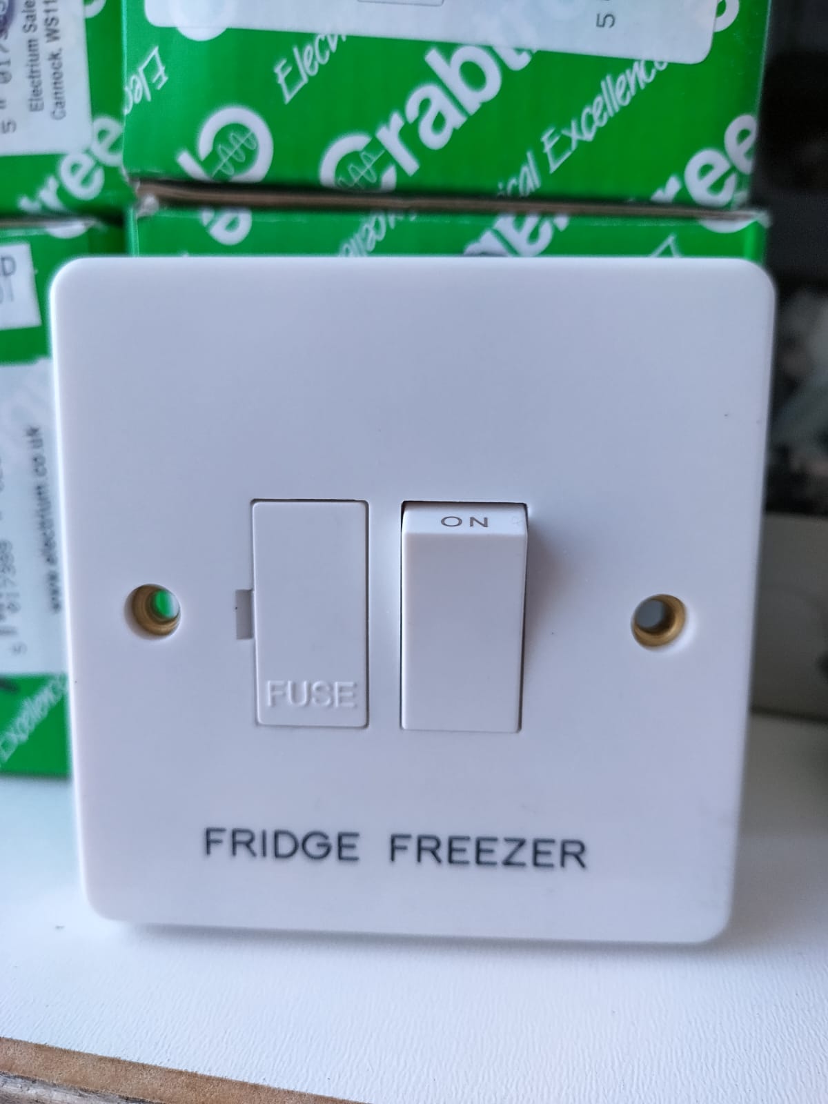 5 Pack - Crabtree 4827 Fused Connection Unit - Engraved 'Fridge Freezer'