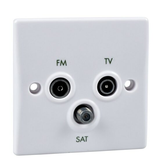 Schneider Ultimate 1 Gang Triplex TV/FM/SAT Socket Slimline White Plastic