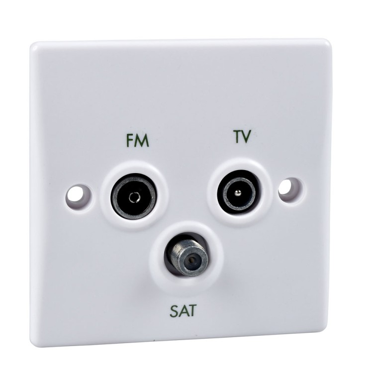 Schneider Ultimate 1 Gang Triplex TV/FM/SAT Socket Slimline White Plastic