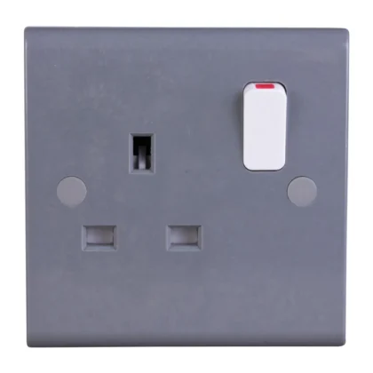 Deta S1451 Slimline Part M 1-Gang 13A Switched Socket DP - Grey