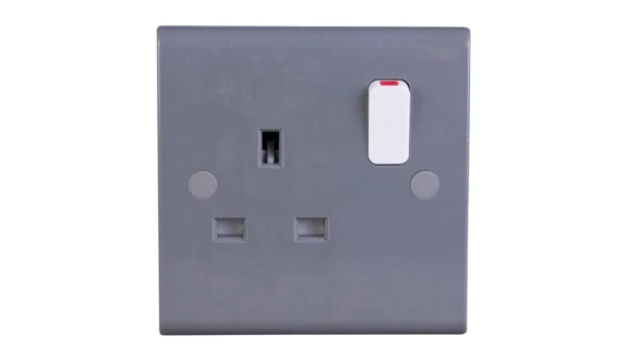 Deta S1451 Slimline Part M 1-Gang 13A Switched Socket DP - Grey