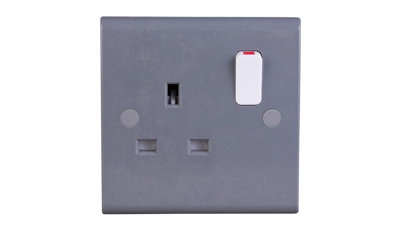 Deta S1451 Slimline Part M 1-Gang 13A Switched Socket DP - Grey