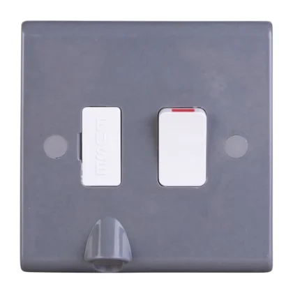 Deta S1474 Slimline Part M 13A Switched Spur with Bottom Flex Outlet - Grey