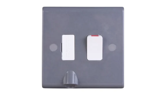 Deta S1474 Slimline Part M 13A Switched Spur with Bottom Flex Outlet - Grey