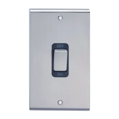 Deta SD1301SSB Slimline D-Cor 50A DP Switch Tall Stainless Steel with Black Insert