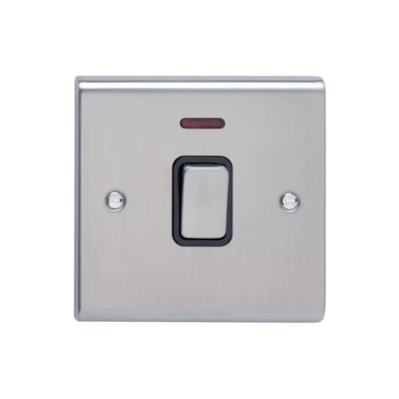 Deta SD1391SSB DP Switch Neon 20A Stainless Steel